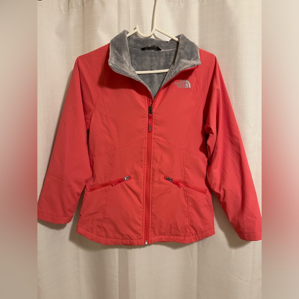 The North Face Girls Hot Pink Rain Coat with Fuzzy inside